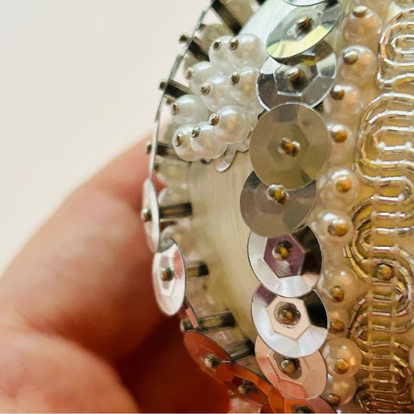 Vintage 1970 Handmade push pin ball ornaments set of 2 silver filagree p… - Picture 6 of 16